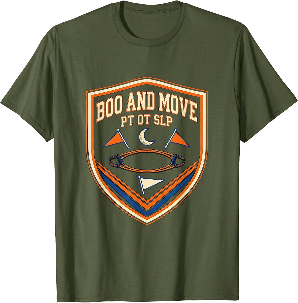 Men's Boo And Move PT OT SLP Halloween Therapy Squad Costume T-Shirt - Olive Green