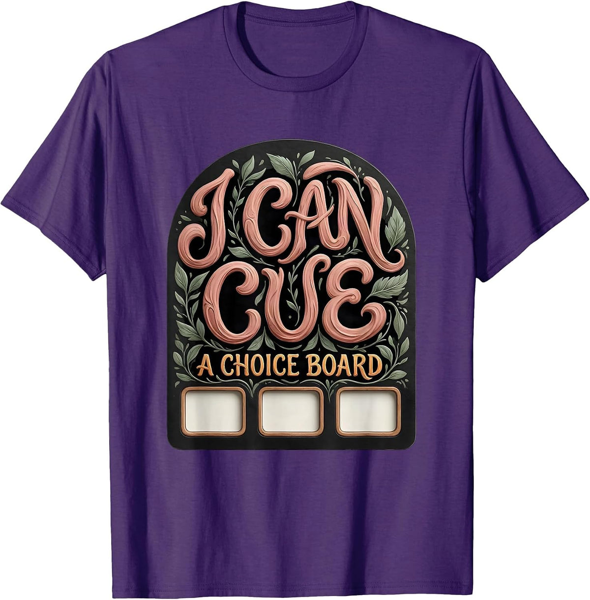 I Can Cue A Choice Board Boho Special Education Teacher SPED T-Shirt - Purple