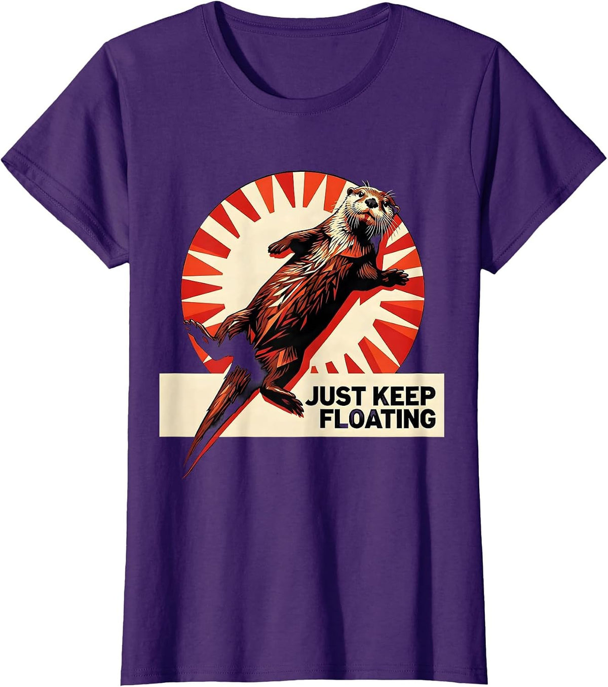 Women's Just Keep Floating Otter Graphic Design T-Shirt - Purple