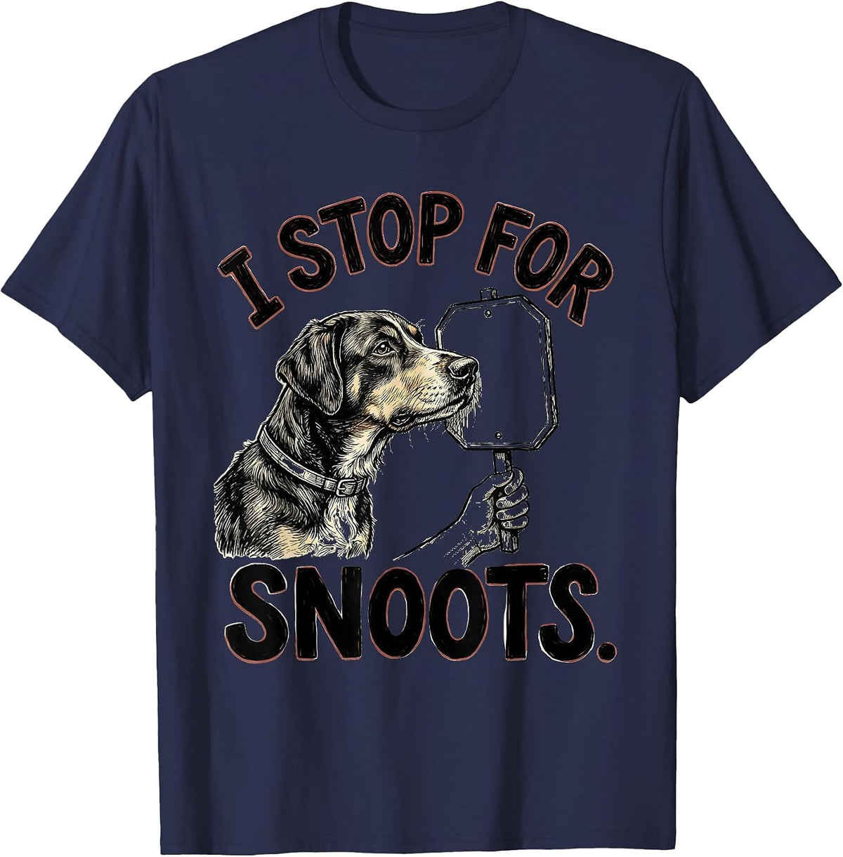 I Stop For Snoots Funny Dog Lover Pitbull Humor Gift T-Shirt - Navy Blue