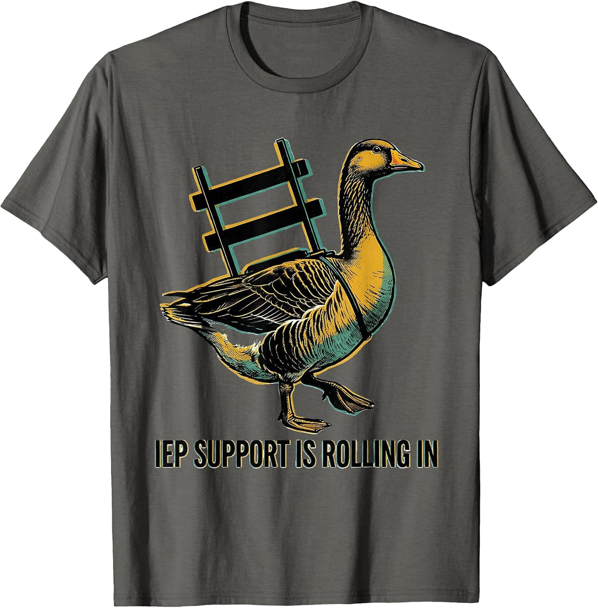 IEP Support Is Rolling In Funny Special Education Teacher T-Shirt - Asphalt Grey