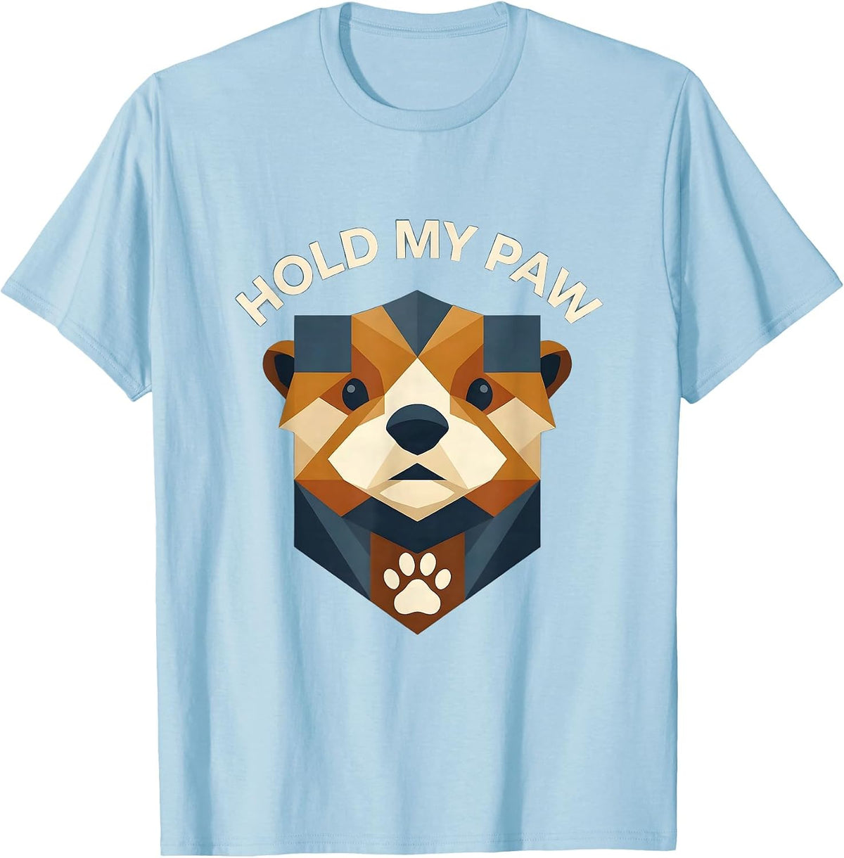 Men's Hold My Paw Cute Otter Design T-Shirt - Baby Blue