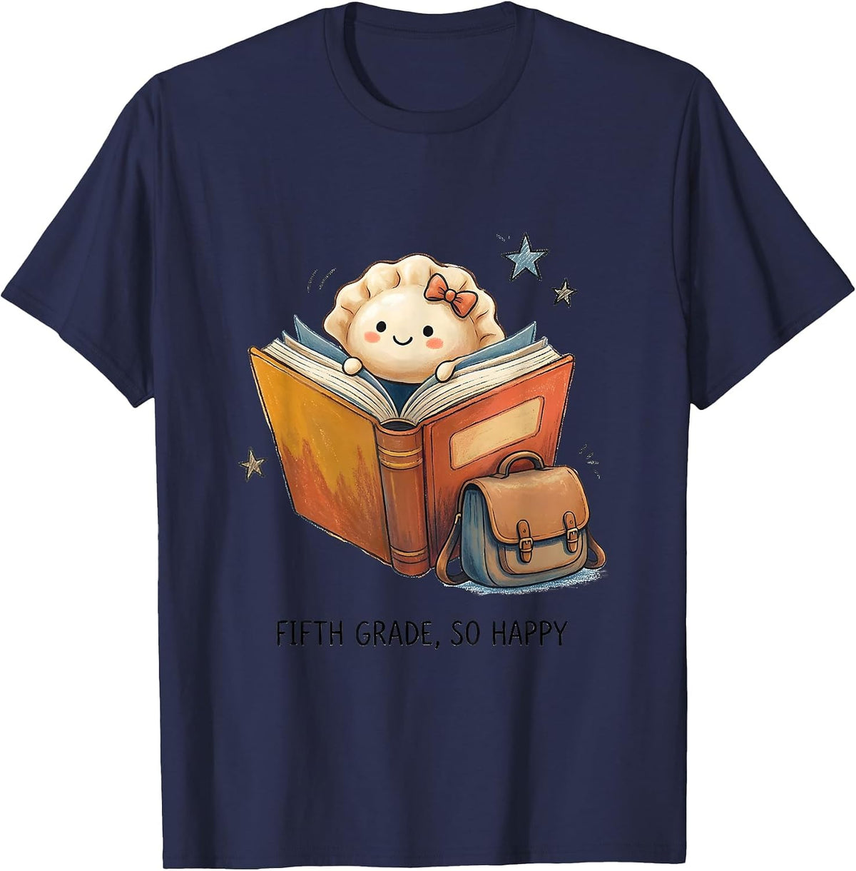 Men's Fifth Grade So Happy Cute Dumpling Kawaii Back to School T-Shirt - Navy Blue