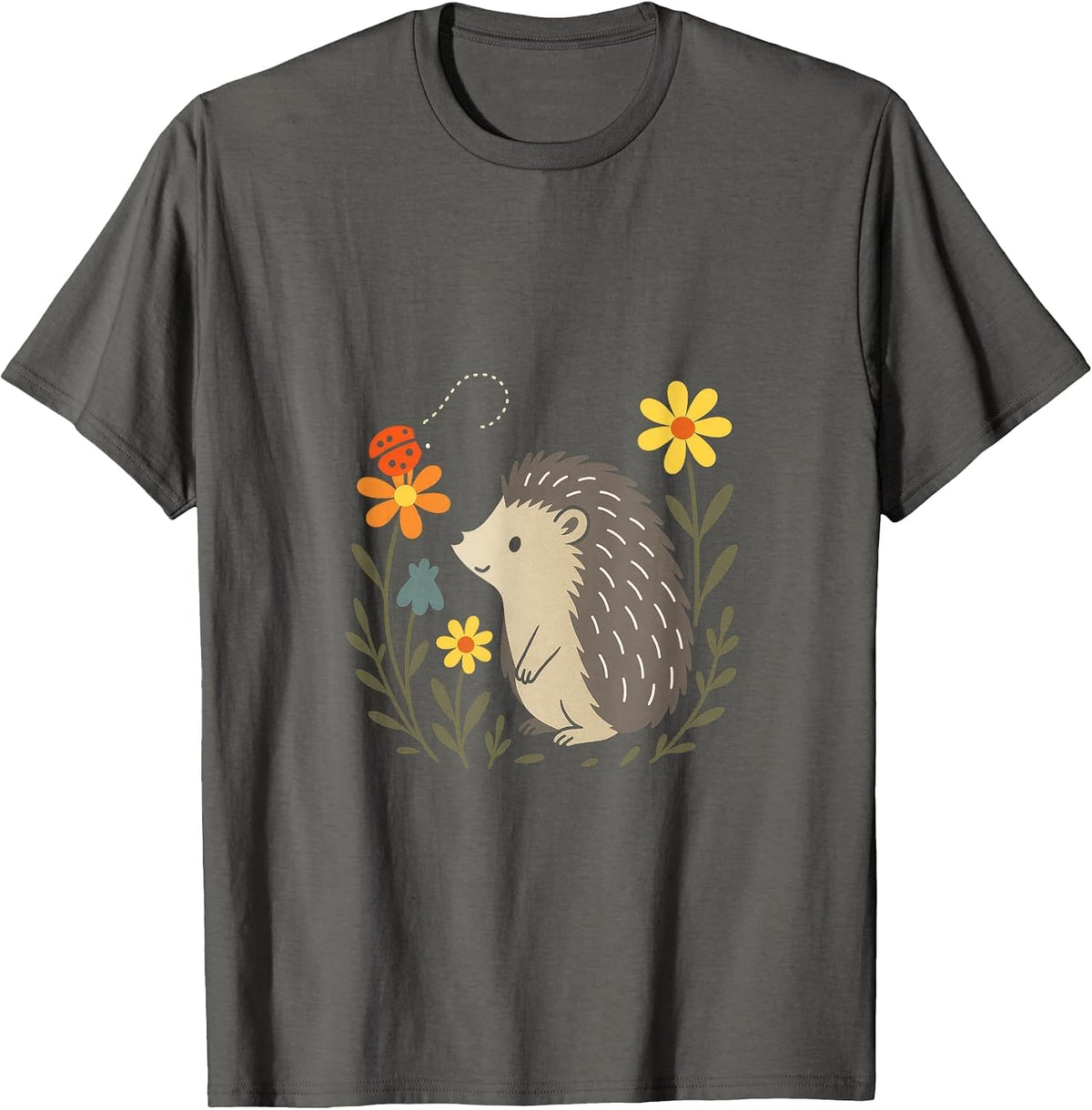 Hedgehog Art - Vintage Animal Charm T-Shirt - Asphalt Grey