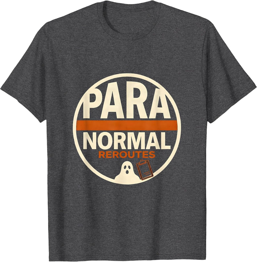 Men's Para Normal Reroutes Screenprint Ghost Para Teacher T-Shirt - Dark Heather Grey