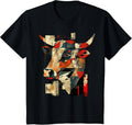 Artsy Bull Rider on Abstract Men Women Rodeo Bull Riding T-Shirt - Black