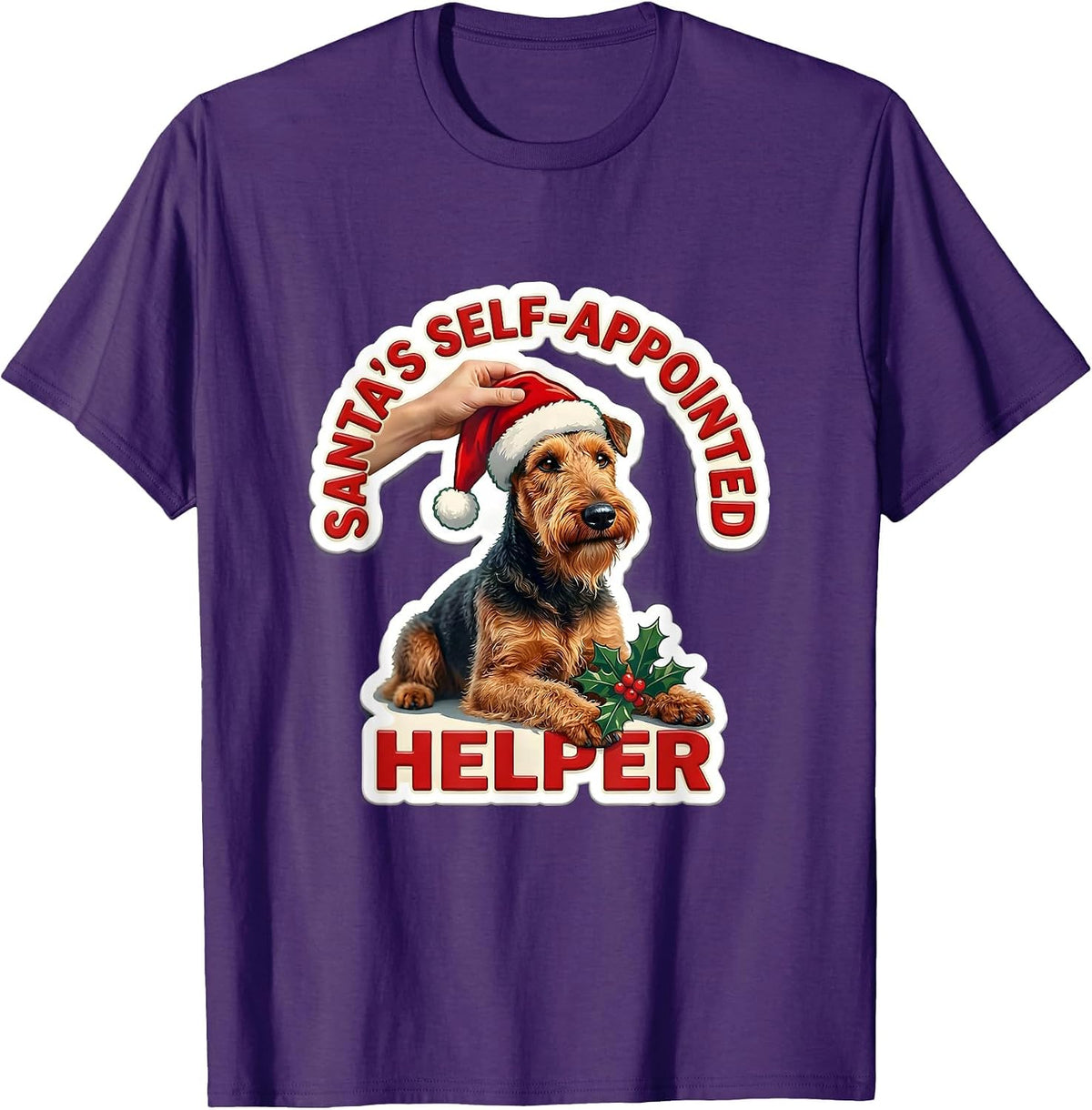 Men's Santa's Self-Appointed Helper Funny Christmas Dog Lover T-Shirt - Purple