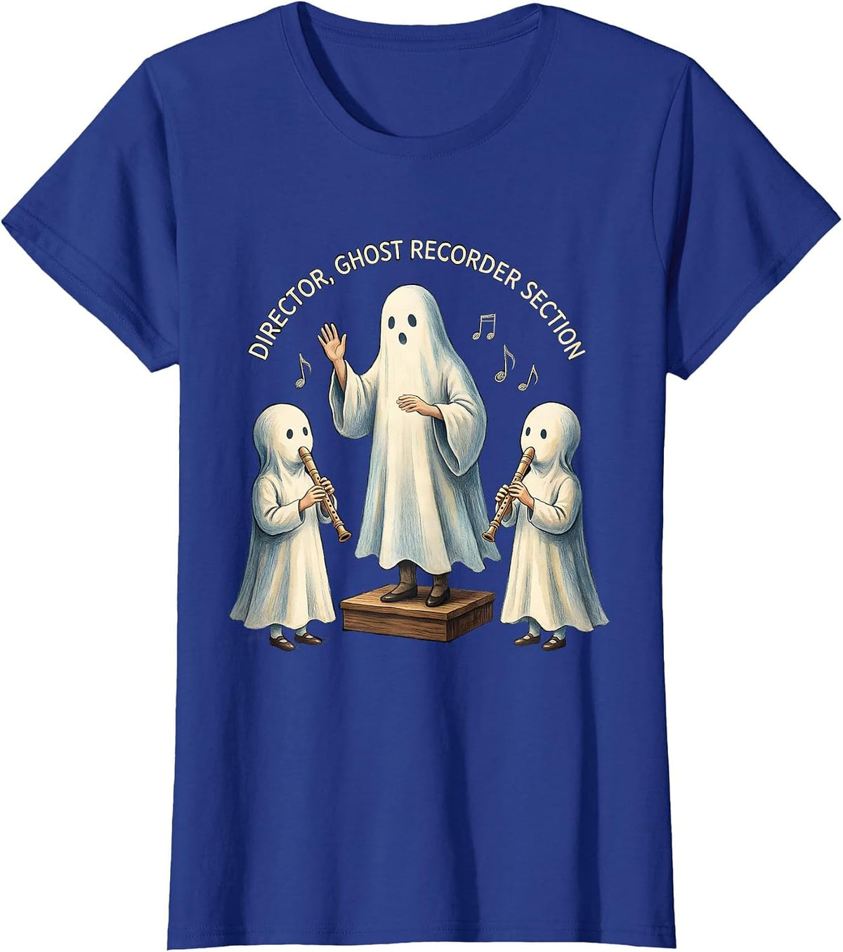 Women's Director, Ghost Recorder Section Whimsical Music Teacher T-Shirt - Royal Blue