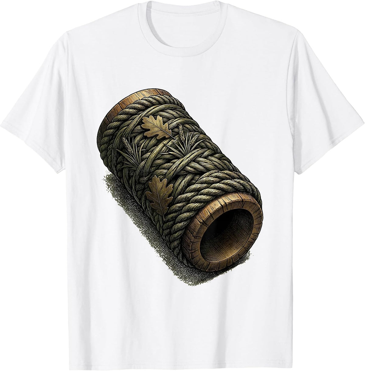 Men's Duck Call Wrapped in Camo Cord Hunting Graphic T-Shirt - White