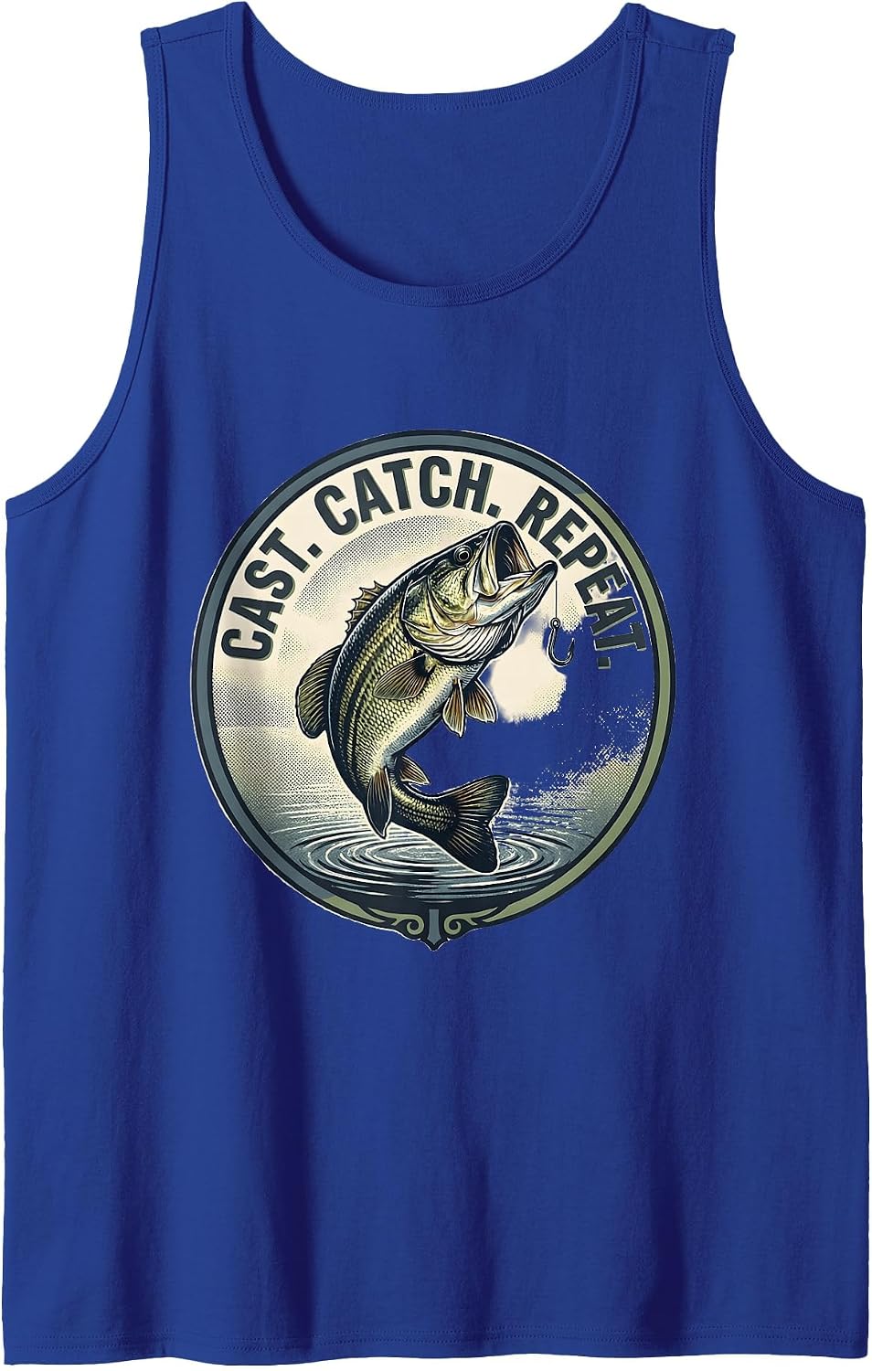 Cast. Catch. Repeat. Largemouth Bass Fishing Design Tank Top - Royal Blue