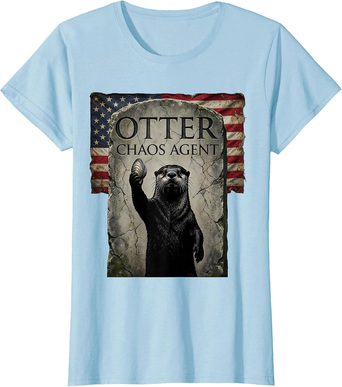 Women's Otter Chaos Agent Funny Wildlife Design T-Shirt - Baby Blue
