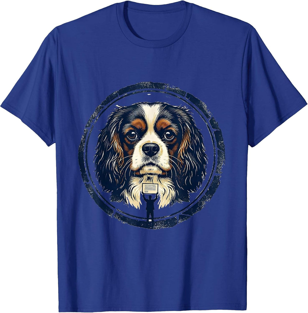 Cavalier King Charles Spaniel Rubber Stamp Dog Owner Pride T-Shirt - Royal Blue