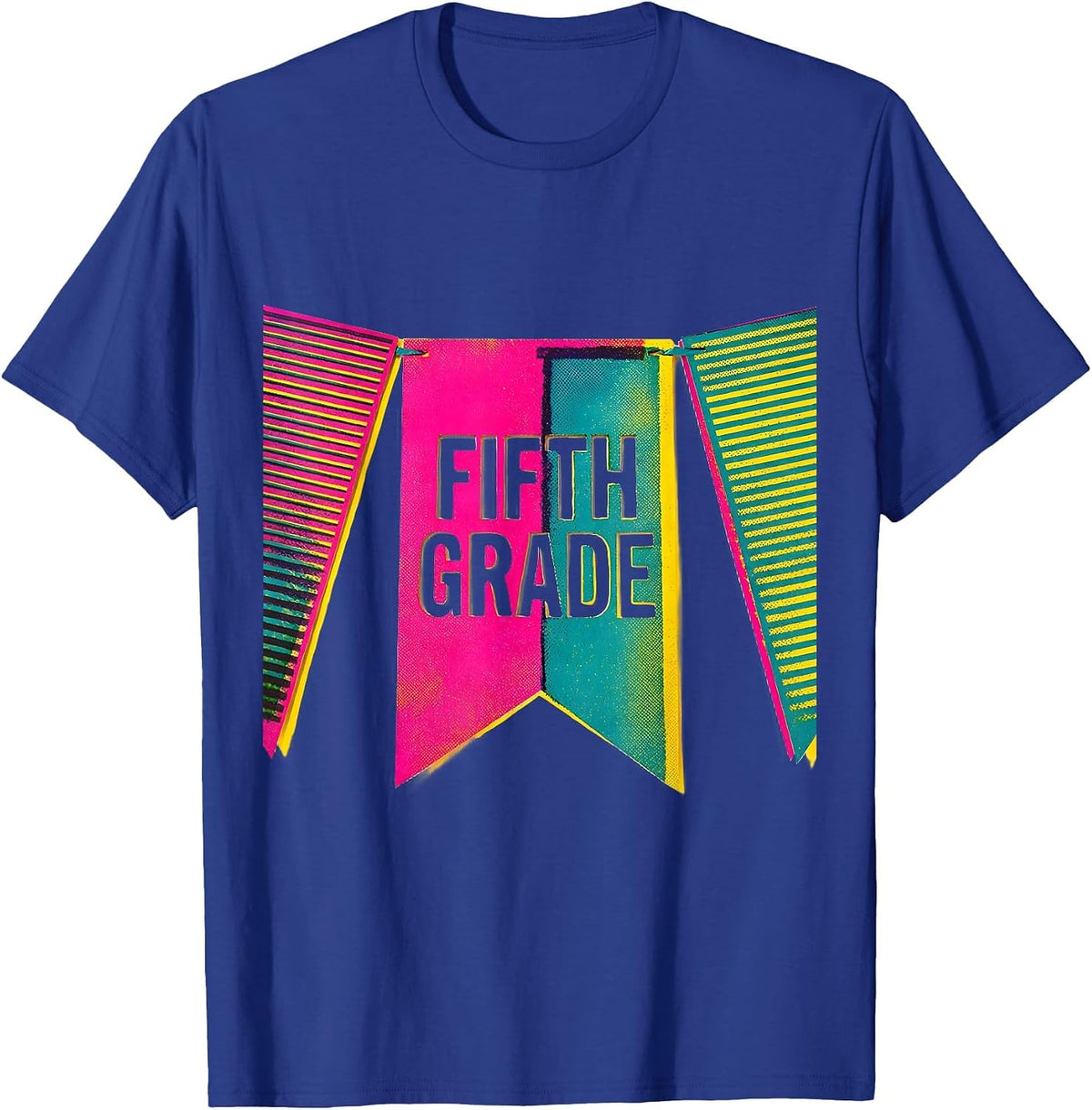 Men's Fifth Grade Pennant Flag Back to School Girls T-Shirt - Royal Blue