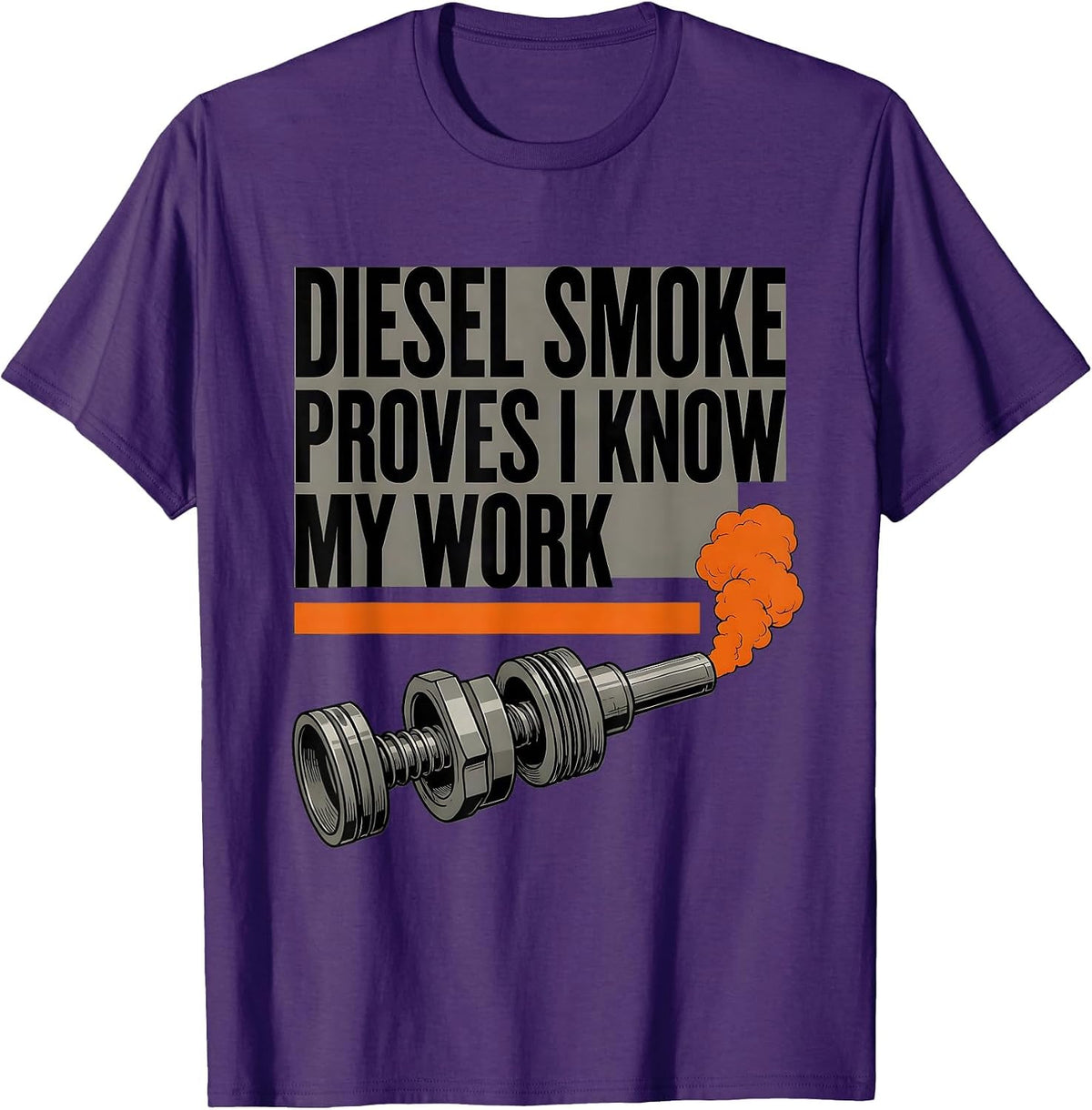 Diesel Smoke Proves I Know My Work Brutalist Diesel Mechanic T-Shirt - Purple