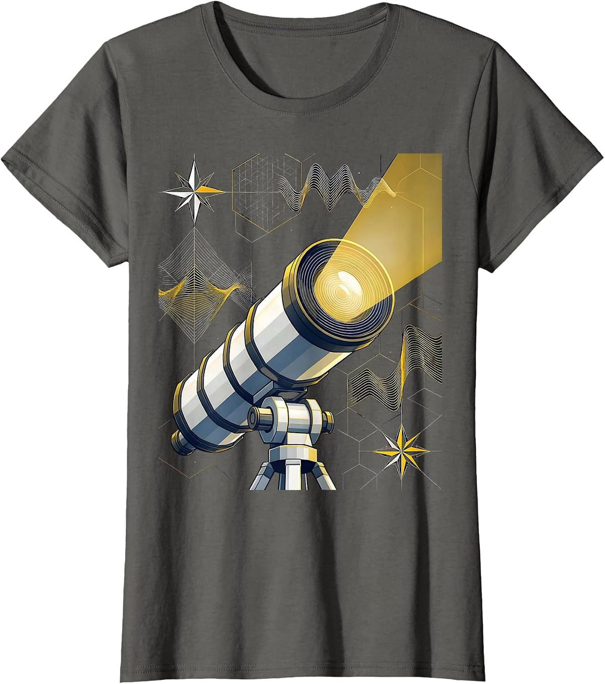 Women's Math Teacher Telescope Galaxy Equations Design T-Shirt - Asphalt Grey