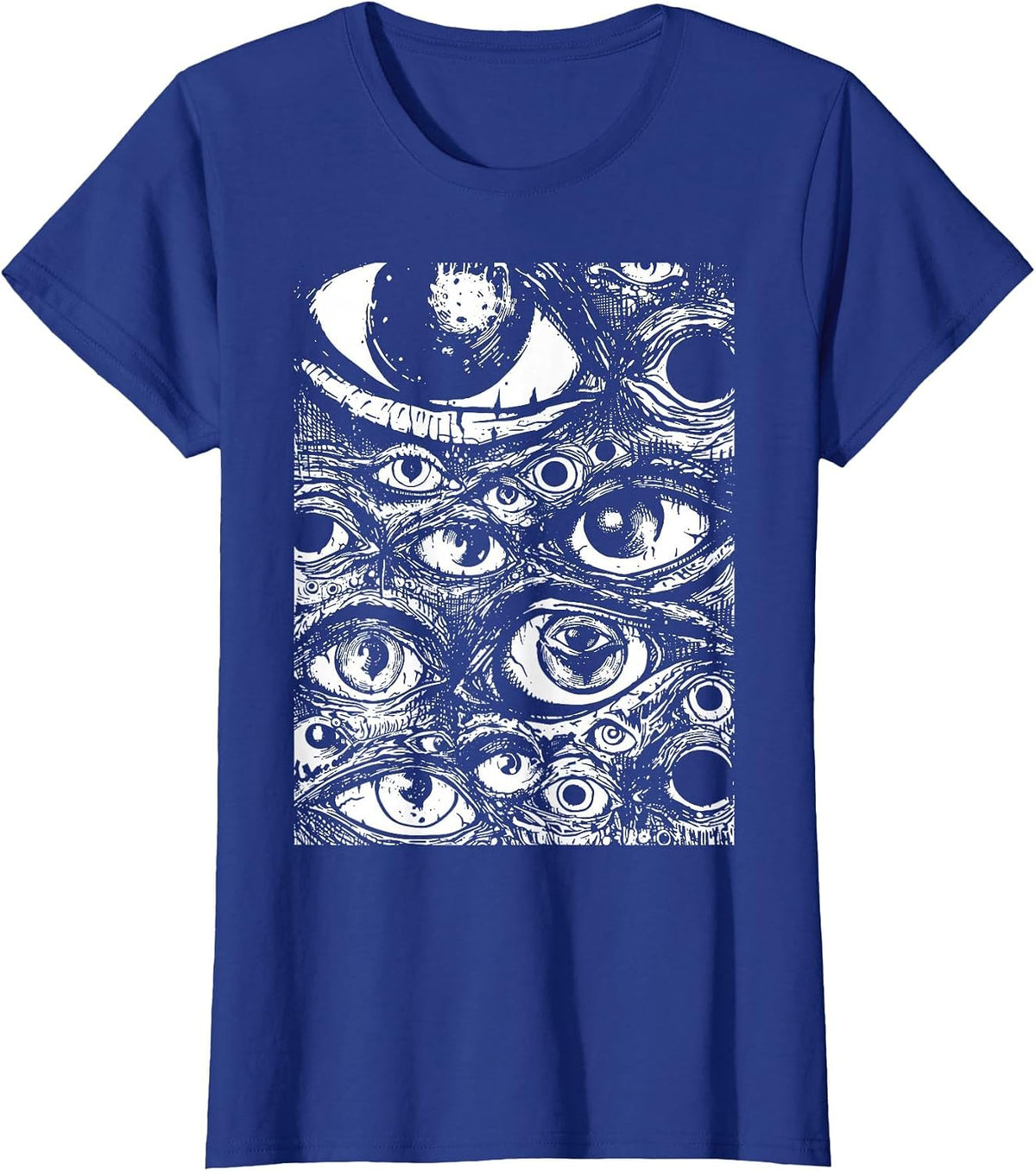 Weirdcore Grunge Eyeballs Gothic Occult Pastel Goth Horror T-Shirt - Royal Blue