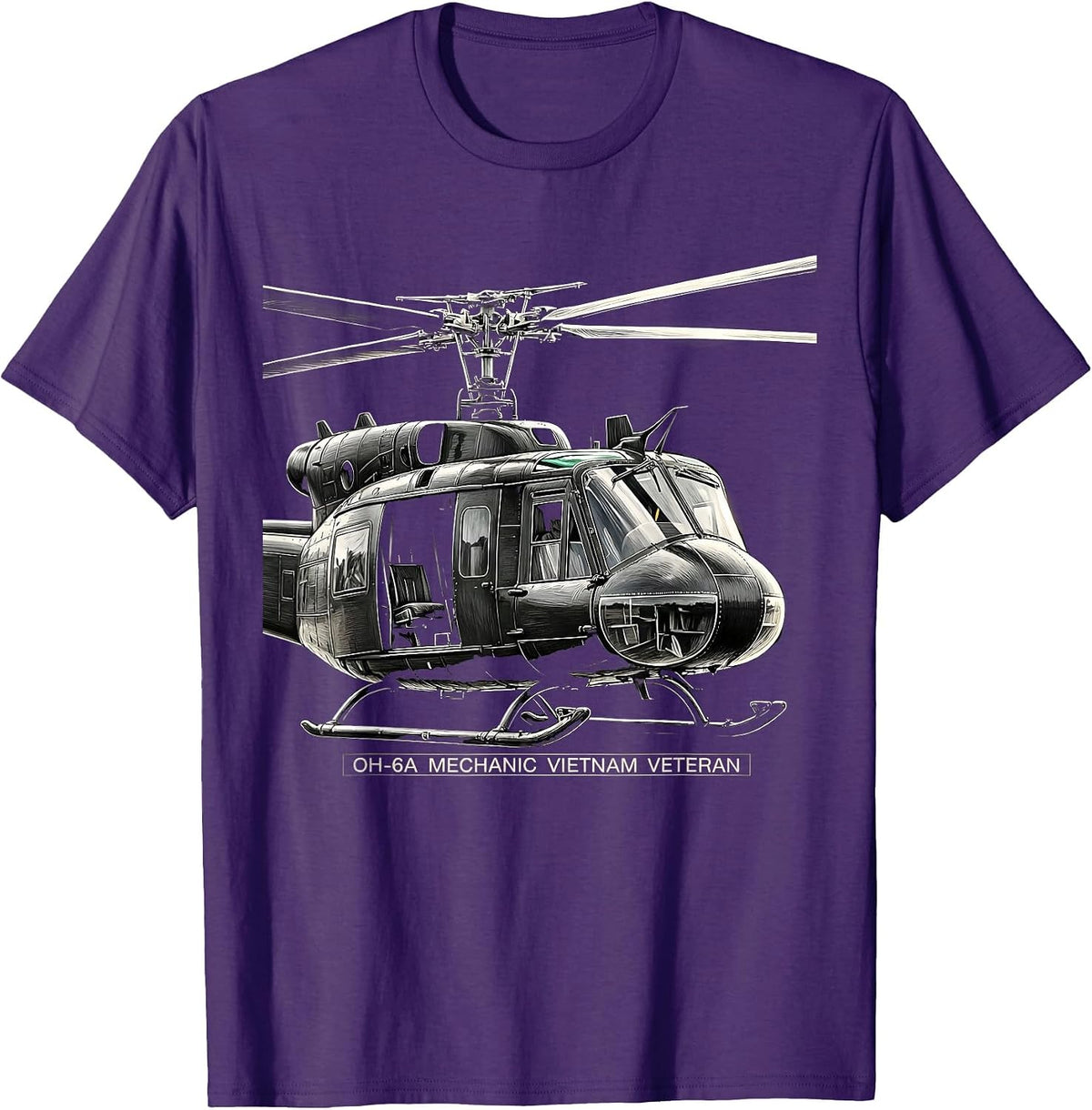 OH-6A Mechanic Vietnam Veteran Scratchboard Military T-Shirt - Purple