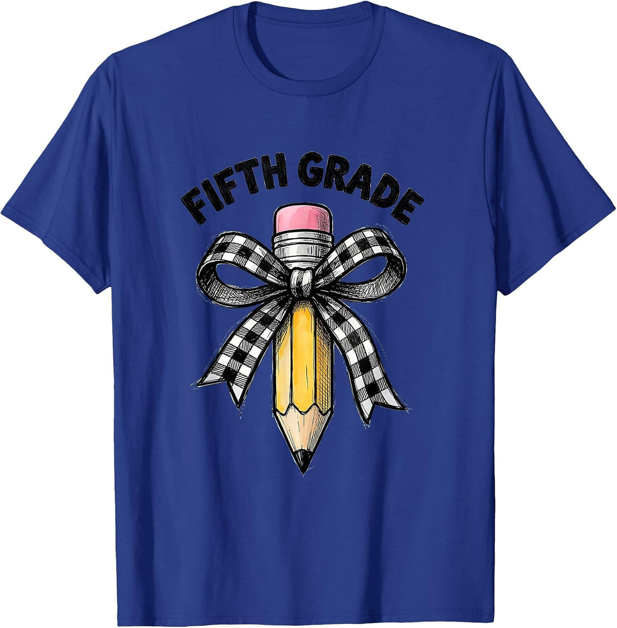 Men's Fifth Grade Cute Coquette Bow Pencil Back To School Gift T-Shirt - Royal Blue