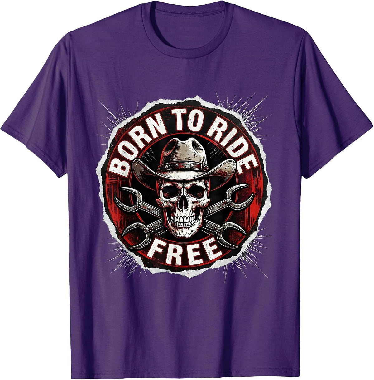 Men's Born to Ride Free Cowgirl Graphic Design T-Shirt - Purple