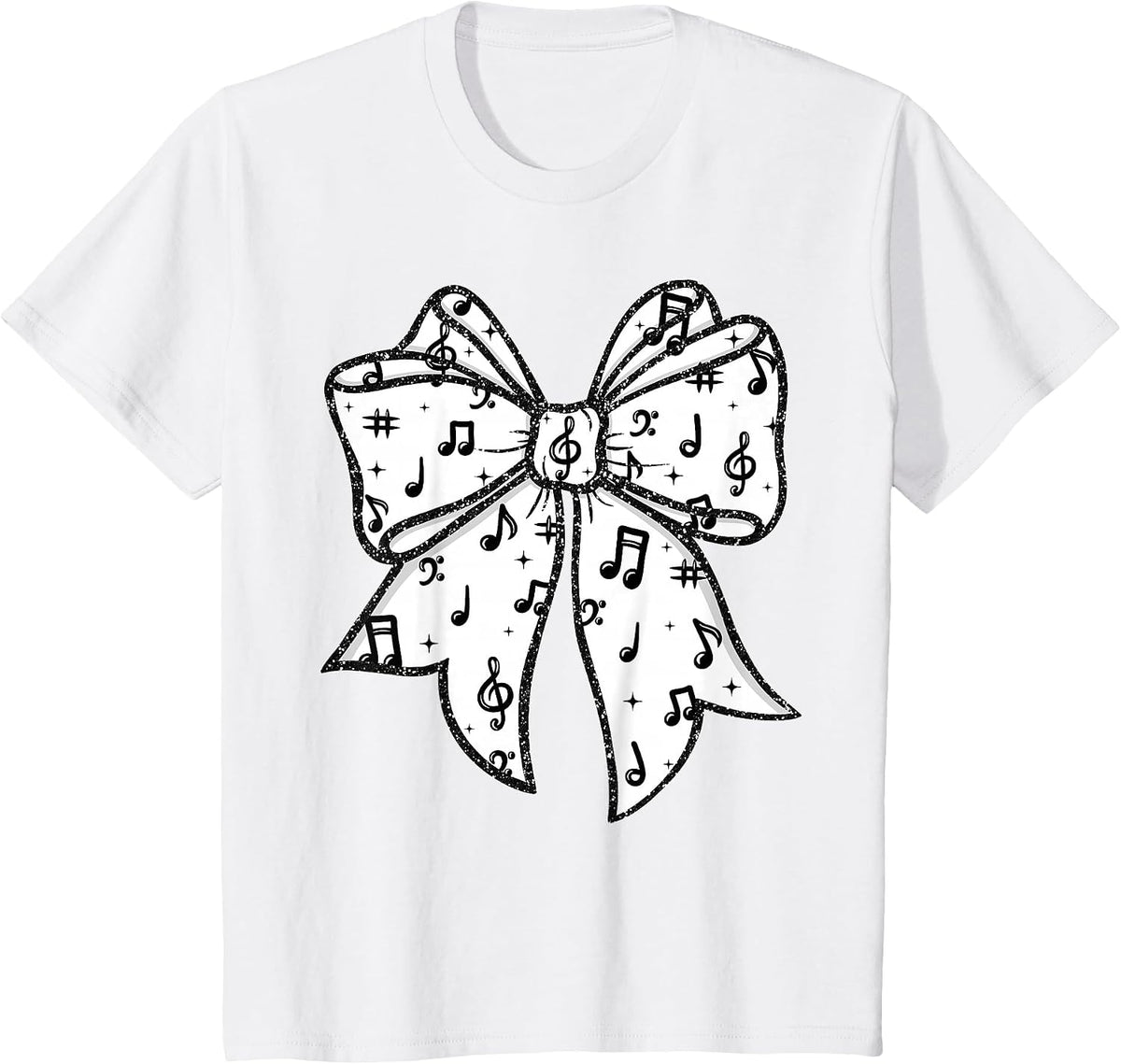 Music Notes Coquette Bow Music Teacher School Musician Band T-Shirt - White