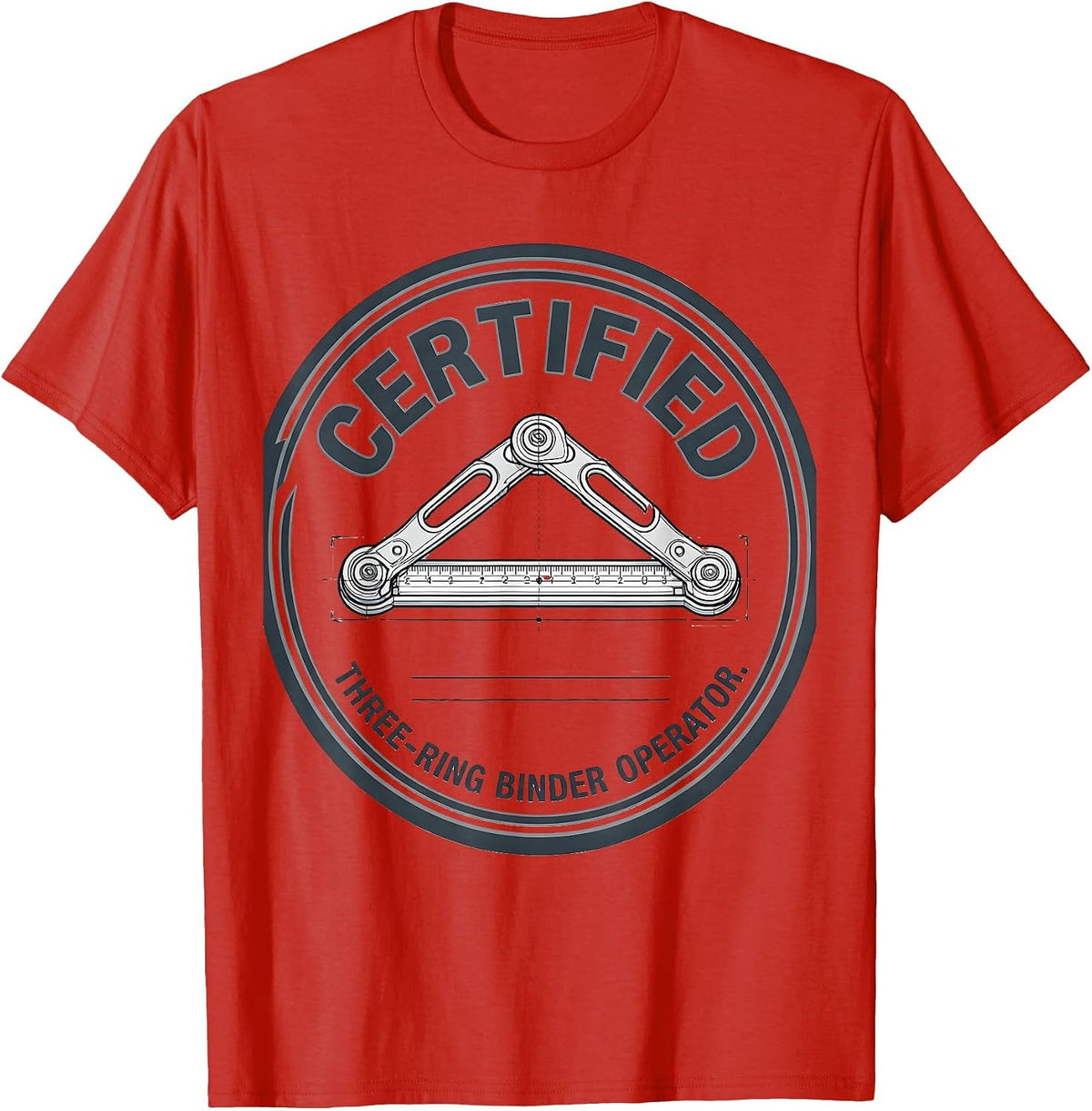Men's Certified: Three-Ring Binder Operator Funny SPED Teacher T-Shirt - Red