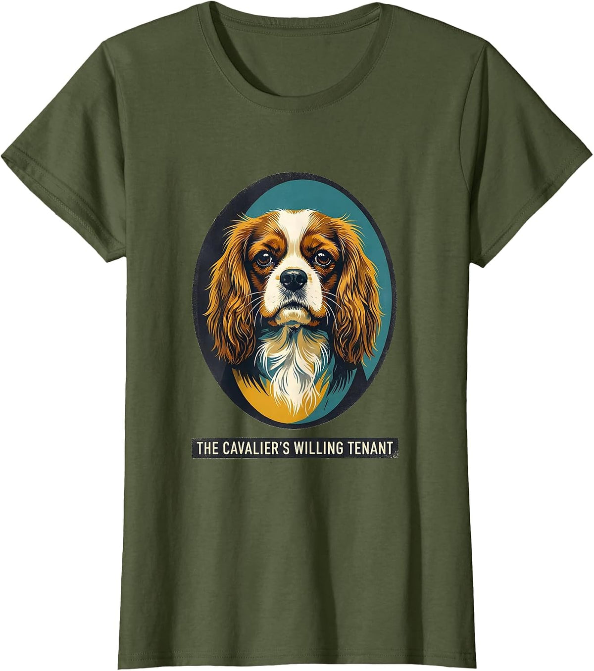 Women's The Cavalier's Willing Tenant Midcentury Modern Cavalier T-Shirt - Olive Green