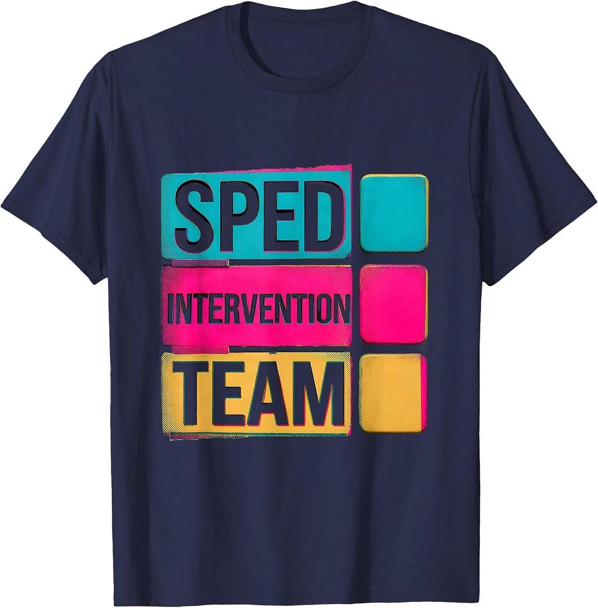 Men's SPED Intervention Team Risograph Special Education Teacher T-Shirt - Navy Blue