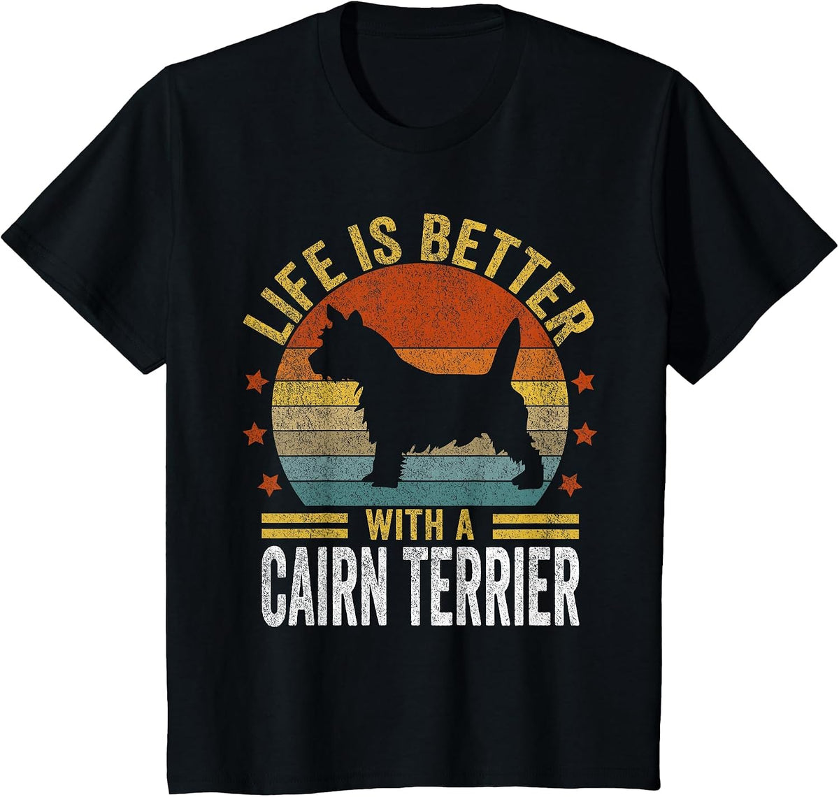 Life is Better with A Cairn Terrier Retro Cairn Terrier T-Shirt - Black