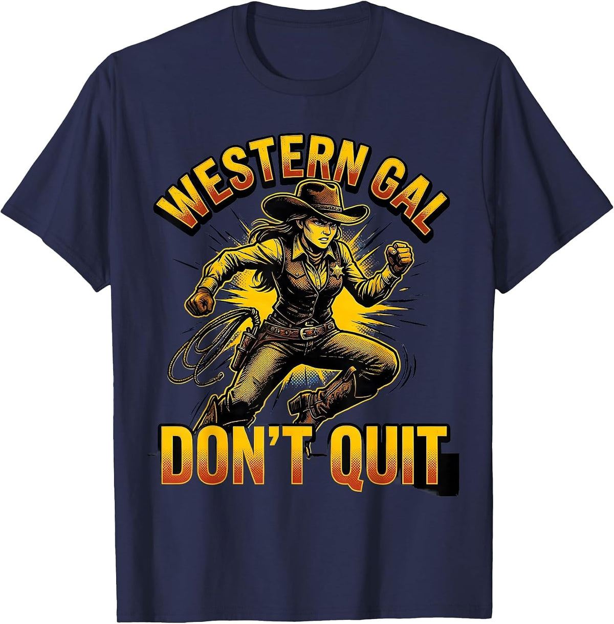 Men's Western Gal Don't Quit Cowgirl Design T-Shirt - Navy Blue