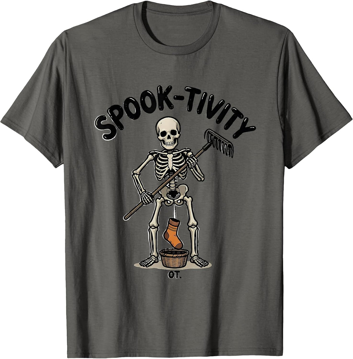 Spook-tivity OT Hand-Sketched Occupational Therapy Halloween T-Shirt - Asphalt Grey