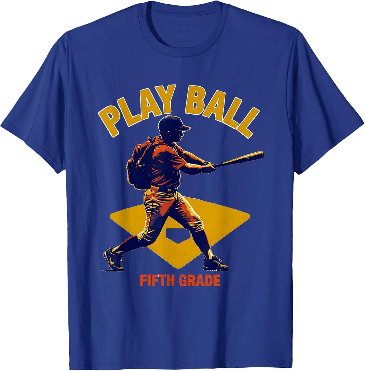 Play Ball Fifth Grade Screenprint Back To School Baseball T-Shirt - Royal Blue