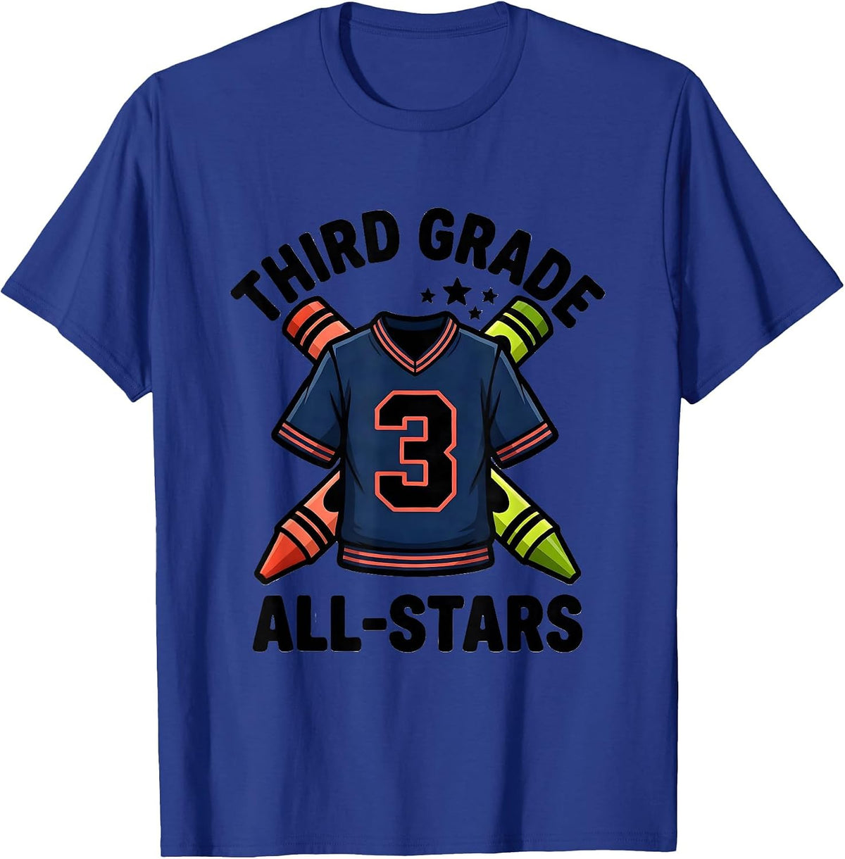 Men's Third Grade All-Stars Cartoon Teacher Student Back To School T-Shirt - Royal Blue