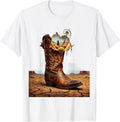 Dust and Spurs Life Cowgirl Graphic Design T-Shirt - White