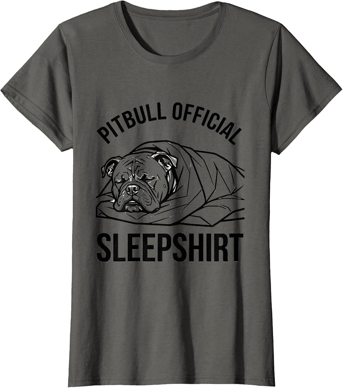 Women's Pitbull Official Sleepshirt Cozy Dog Owner Nightgown T-Shirt - Asphalt Grey