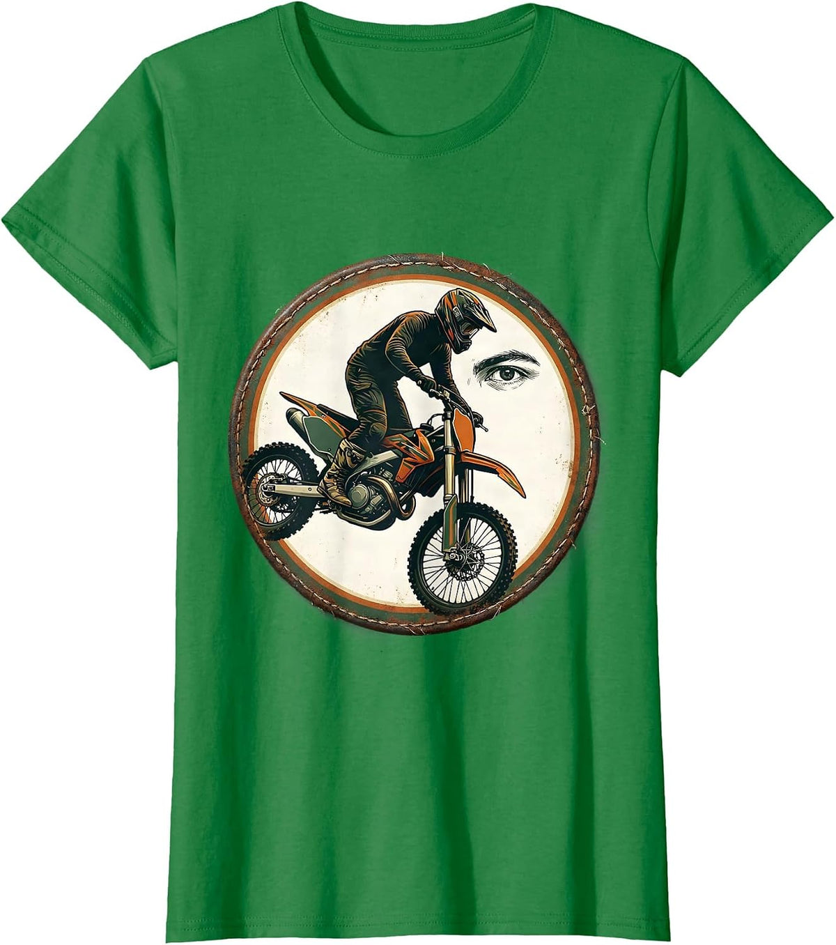 Sealed Vintage Badge Dirt Bike Fall Humor T-Shirt - Kelly Green