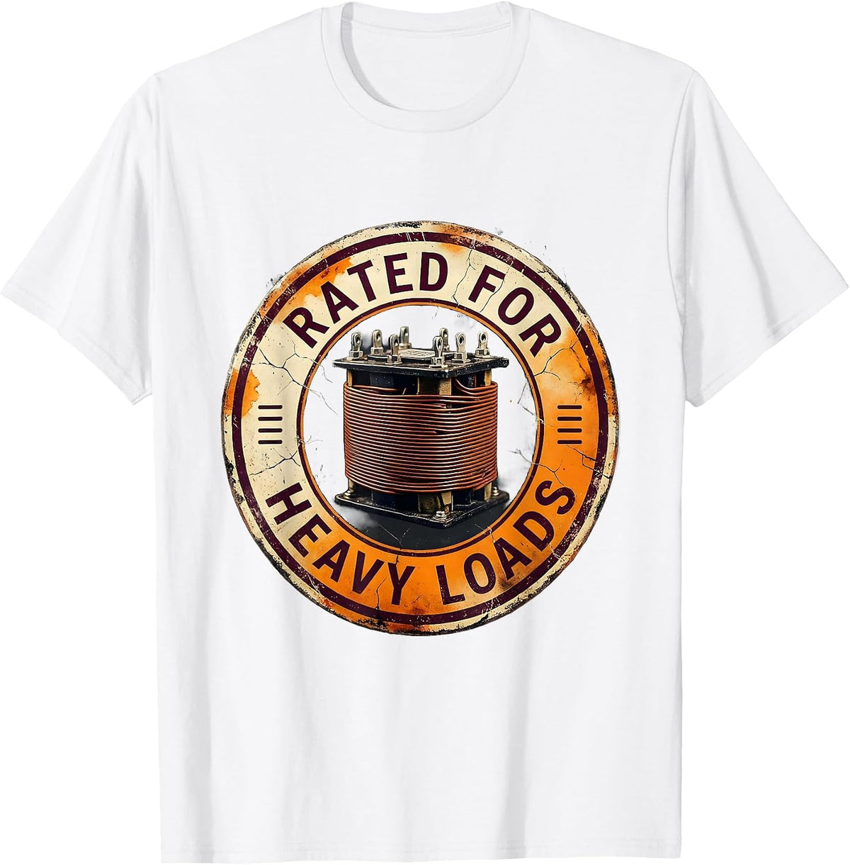 Men's Rated For Heavy Loads Distressed Electrician Engineer T-Shirt - White