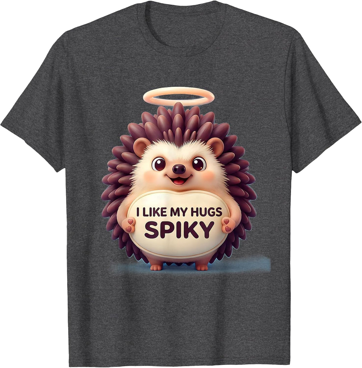 I Like My Hugs Spiky Cute Kawaii Hedgehog Lover Gift T-Shirt - Dark Heather Grey