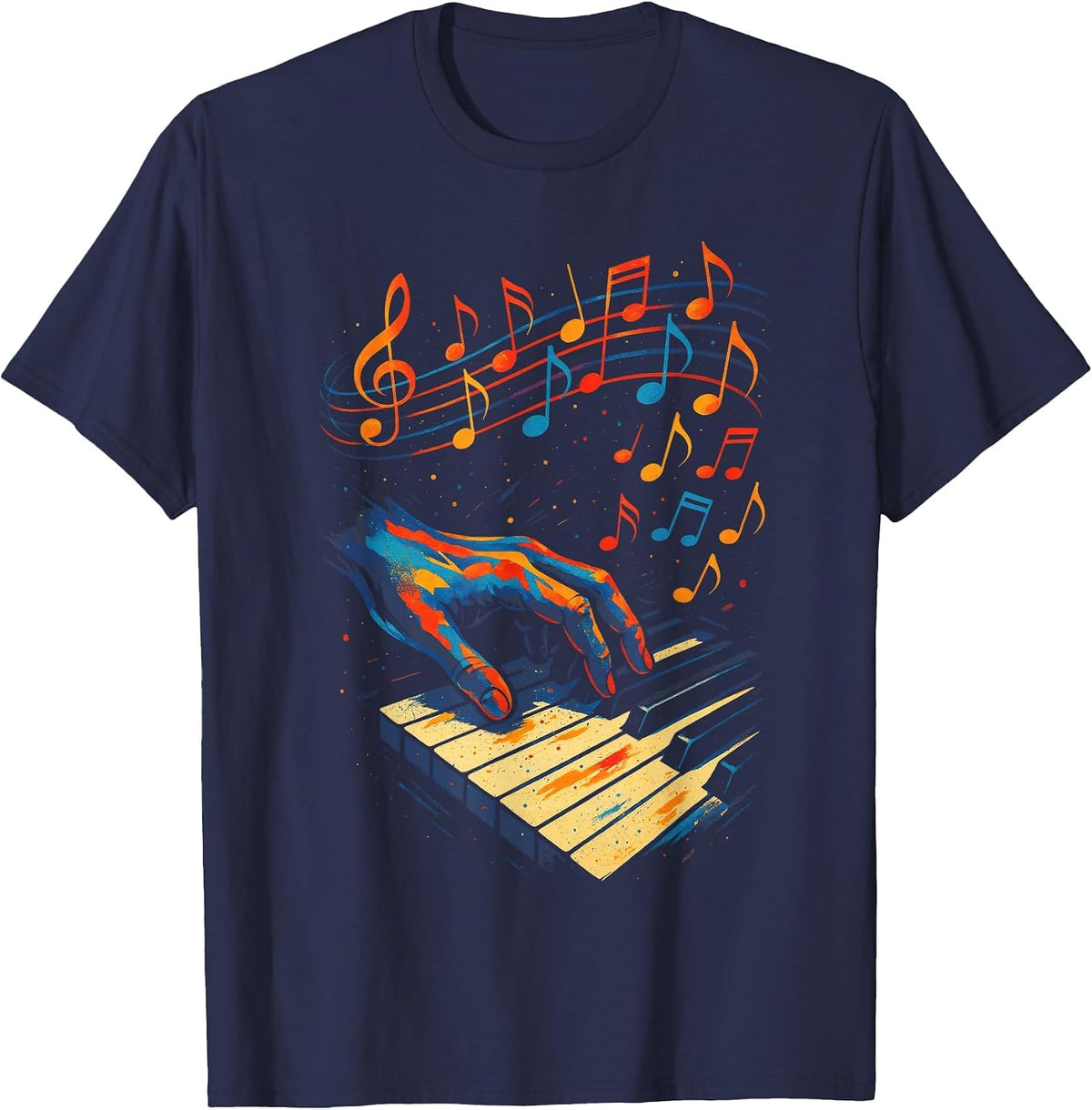Music Piano Notes Melody Rhythm Music Arts Singer T-Shirt - Navy Blue