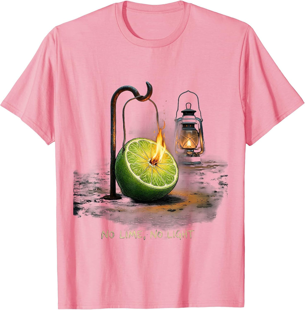Men's No Lime, No Light Funny Pirate Dad Humor T-Shirt - Pink