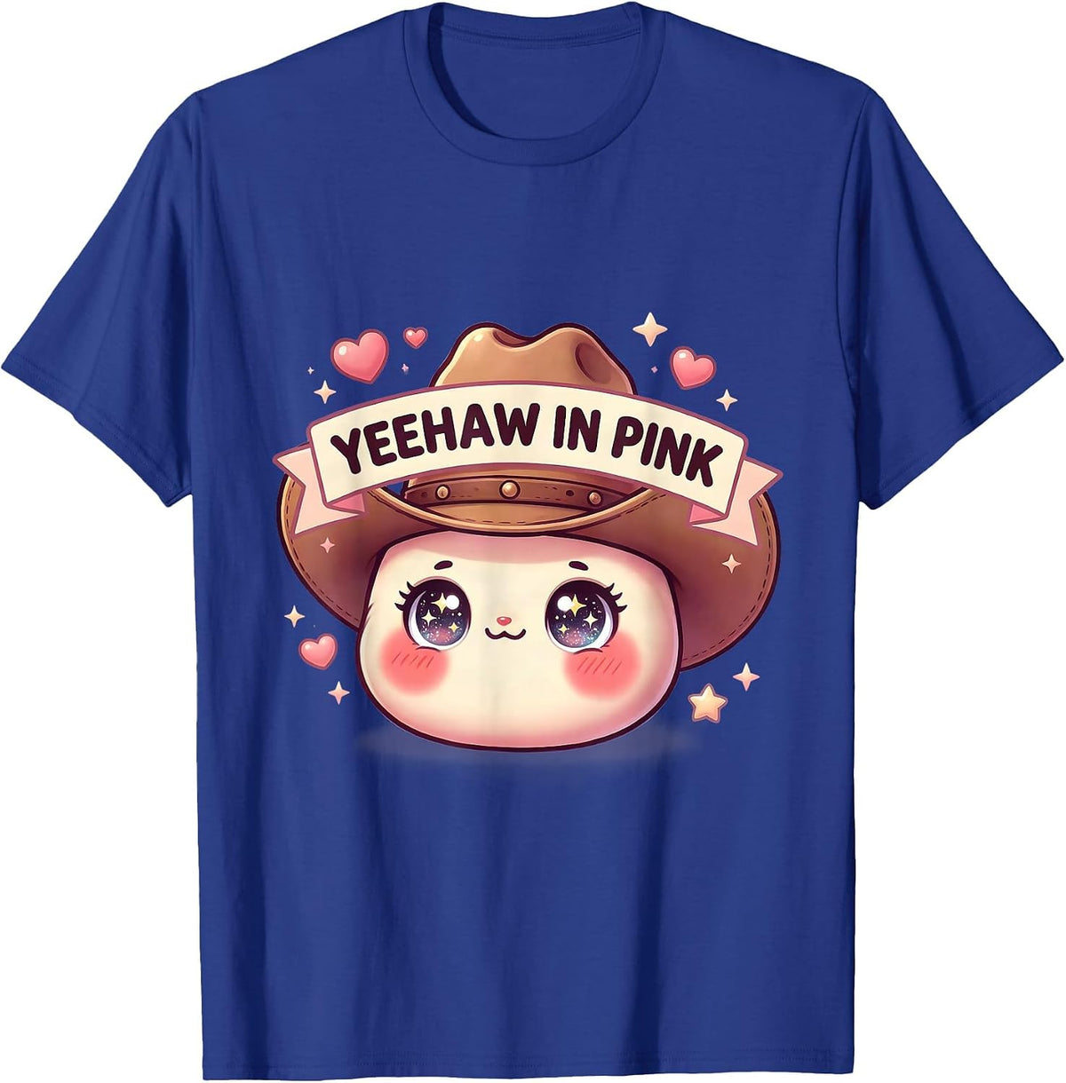 Men's Yeehaw Pink Cowgirl Western Design T-Shirt - Royal Blue