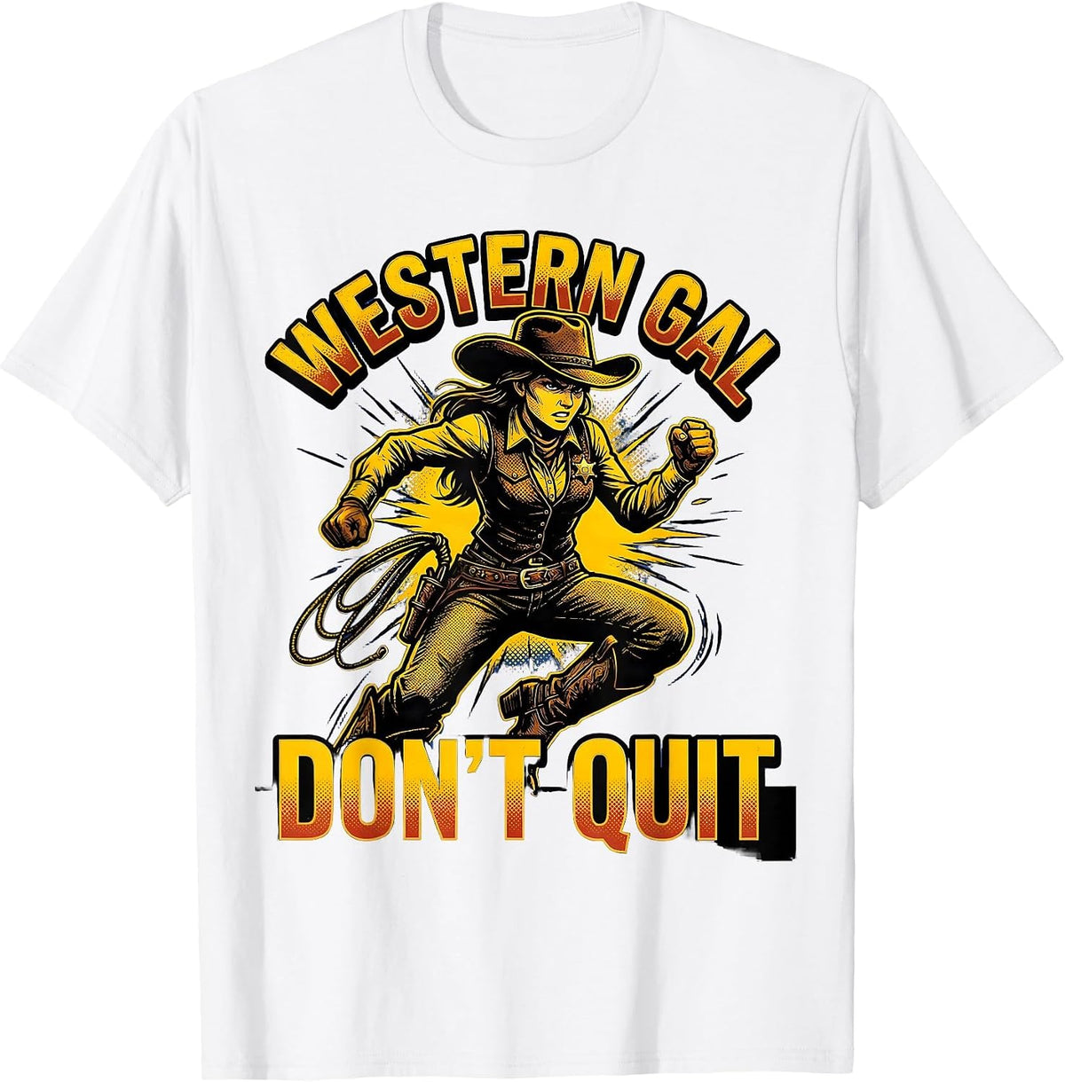 Men's Western Gal Don't Quit Cowgirl Design T-Shirt - White