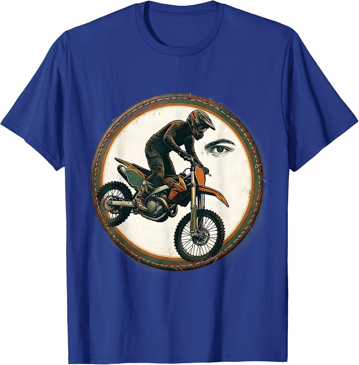 Sealed Vintage Badge Dirt Bike Fall Humor T-Shirt - Royal Blue