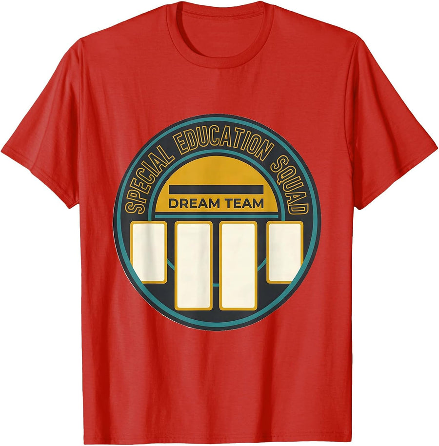Men's Special Education Squad Dream Team Midcentury Modern Teacher T-Shirt - Red