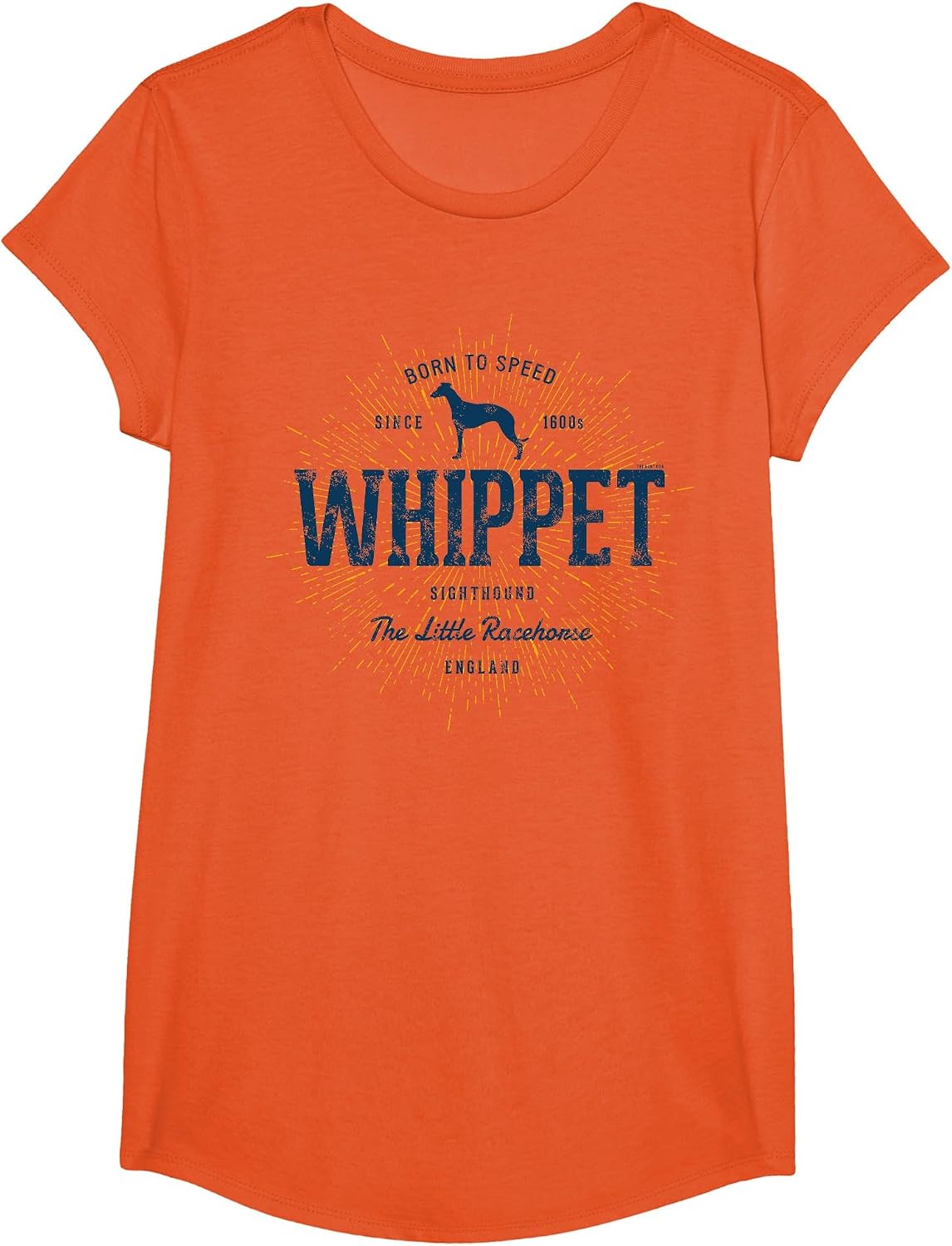 Vintage Whippet Retro T-Shirt - Girls Orange