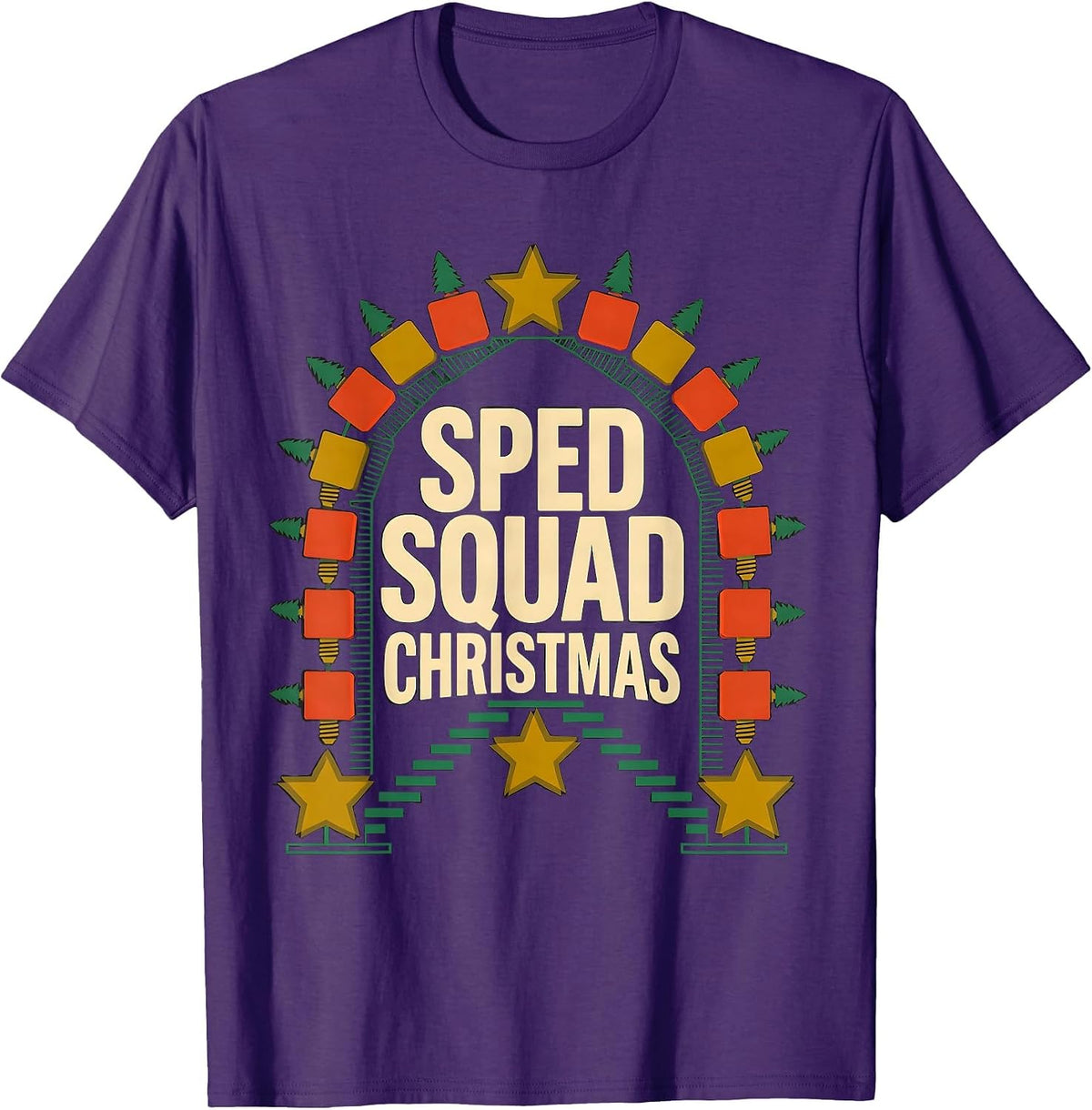 SPED Squad Christmas Funny Teacher Christmas Squad Holiday T-Shirt - Purple
