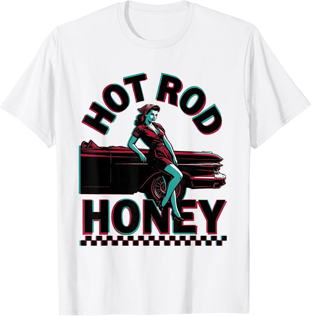 Men's Hot Rod Honey Retro 1950s Sock Hop Rockabilly Party Costume T-Shirt - White