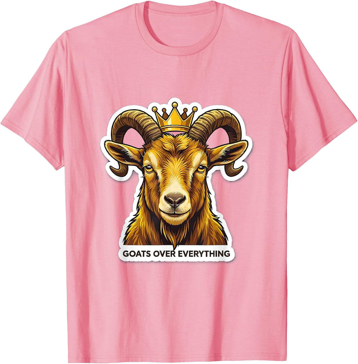 Men's Goats Over Everything Bold Goat Lover Design T-Shirt - Pink