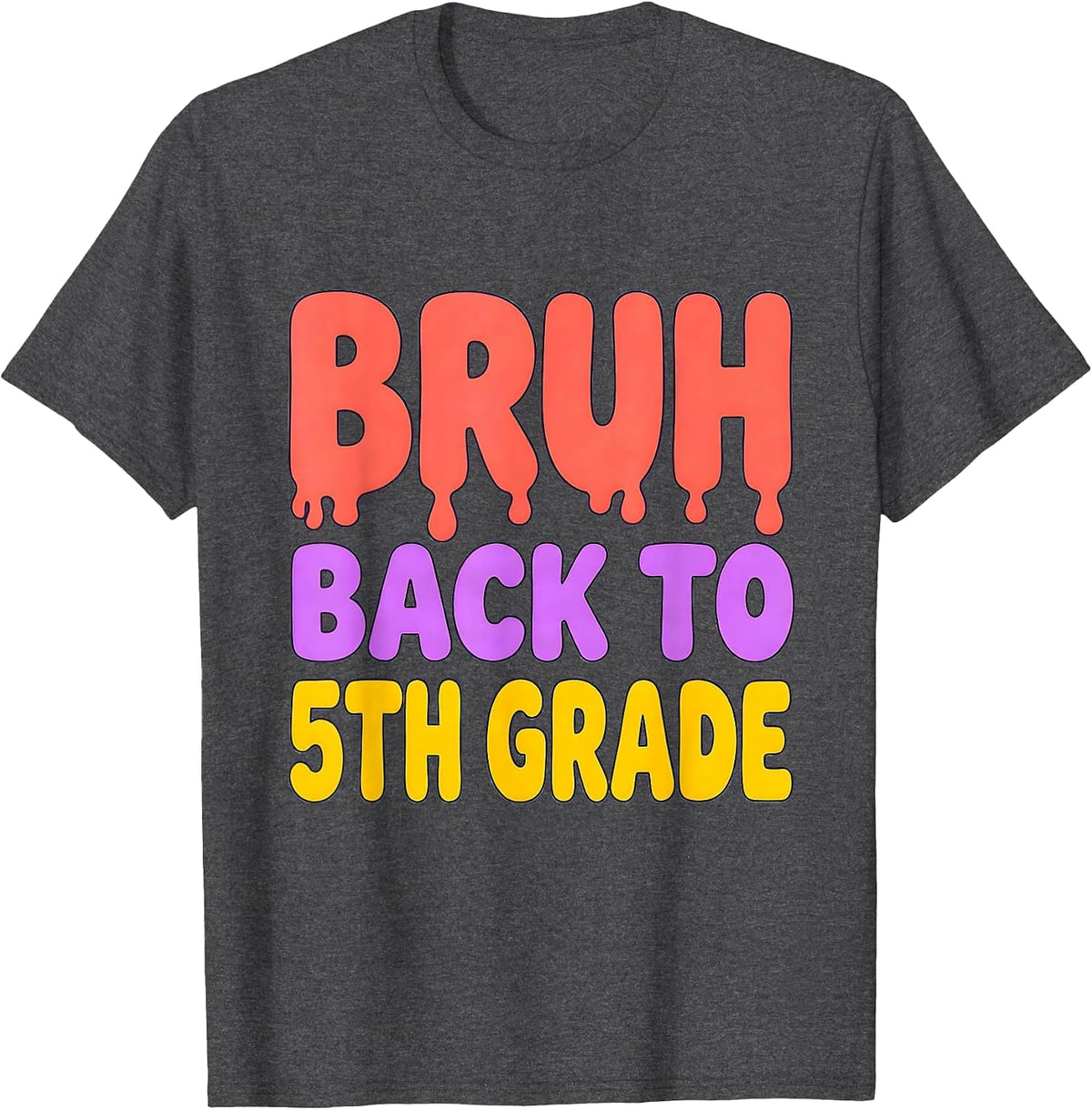 Bruh Back To 5th Grade Funny Back To School Boys Kids T-Shirt - Dark Heather Grey