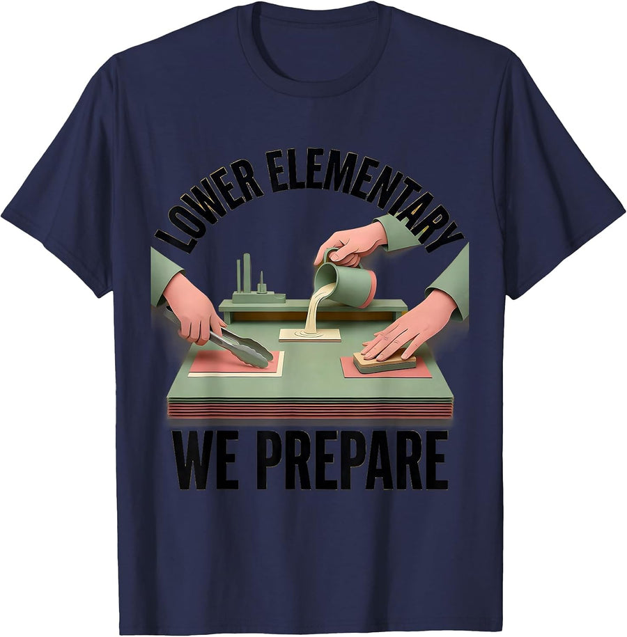 Lower Elementary We Prepare Montessori Teacher Pride T-Shirt - Navy Blue