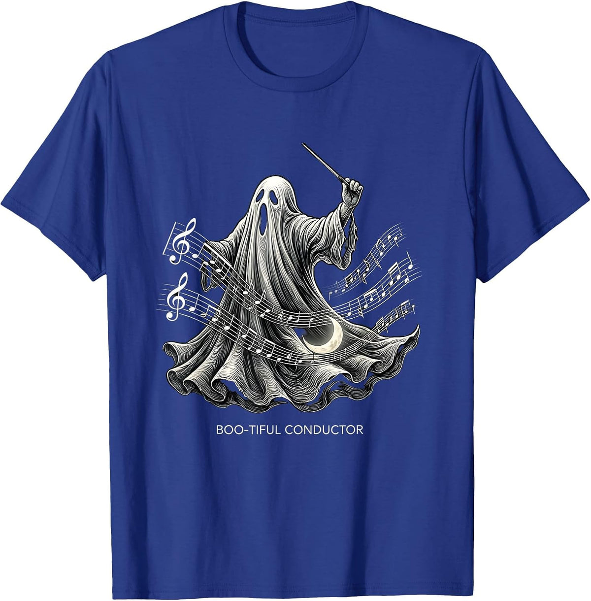 Boo-tiful Conductor Ghost Musician Halloween Music Teacher T-Shirt - Royal Blue